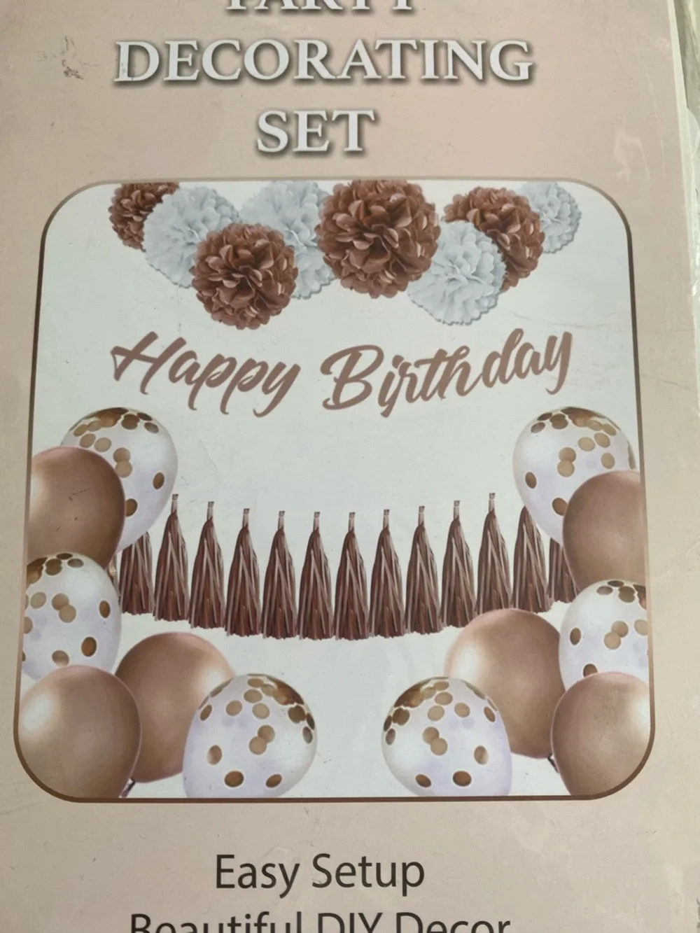 Rose Gold and White Birthday Party Decorating Set NEW IN PACKAGING